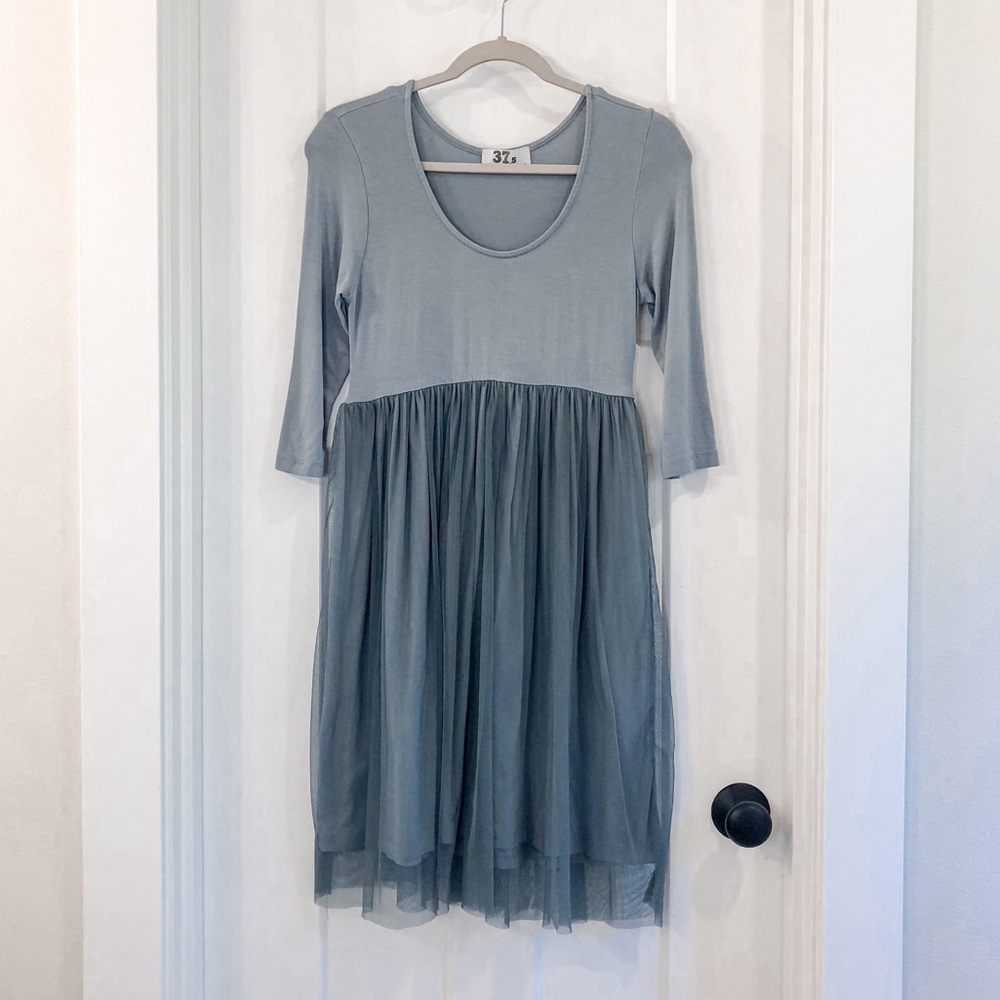 Boutique Tulle Blue 1/2 Sleeve Midi Dress Small